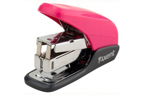 Степлер  20арк скоби 24/6  пластиковий корпус рожевий Shell, Axent