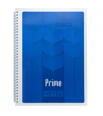 Блокнот A4 96л клетка Prime, боковая спираль синий, Buromax