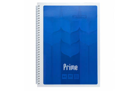 Блокнот A4 96л клетка Prime, боковая спираль синий, Buromax