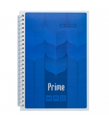 Блокнот А5 96арк клітинка Prime, бічна спіраль синій, Buromax