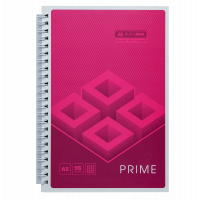 Блокнот А5 96арк клітинка Prime, бічна спіраль рожевий, Buromax