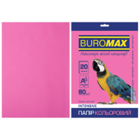 Бумага А4 80г/м2 20л цветная интенсивная малиновая, Buromax